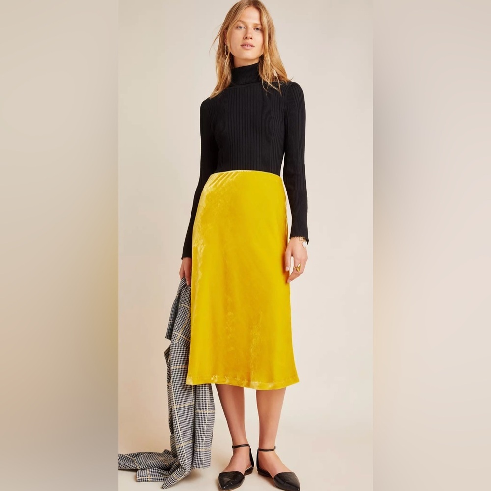 MAEVE by Anthropologie Kelly Velvet Midi Skirt - Picture 3 of 6